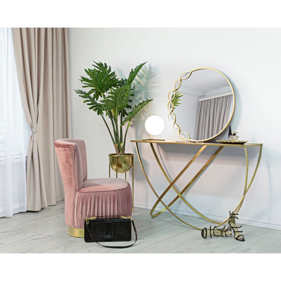 Lustro ścienne Eleonor, kolor złoty, żelazo i płyta MDF, 73,5 x 2 x 72 cm, styl glamour, do salonu i przedpokoju, Mauro Ferretti