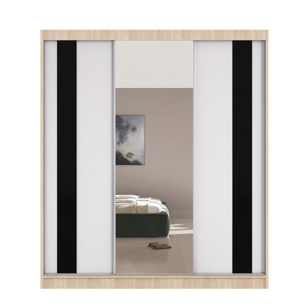 Szafa przesuwna COMODO V200 z lustrem do przedpokoju, garderoby- sonoma