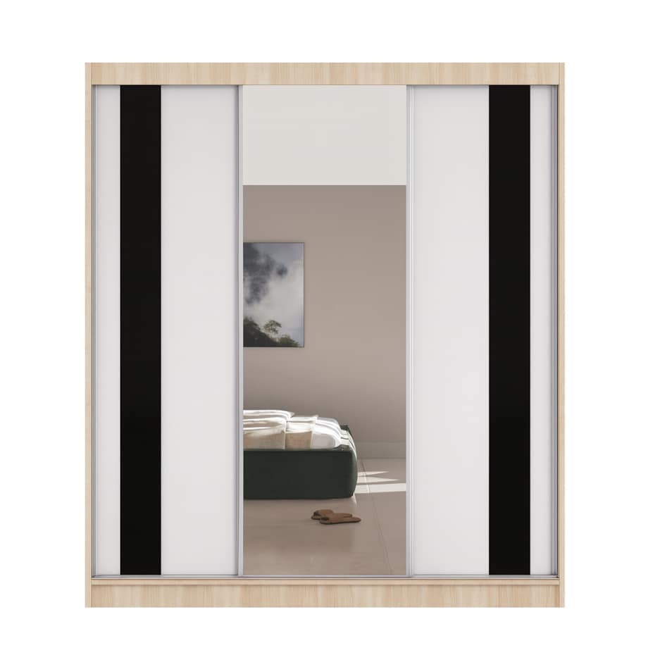 Szafa przesuwna COMODO V200 z lustrem do przedpokoju, garderoby- sonoma