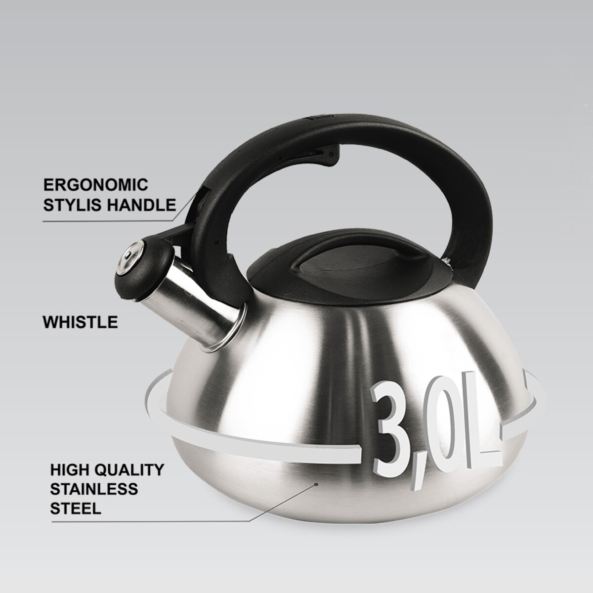 Czajnik stalowy z gwizdkiem na gaz indukcję 3.0L MAESTRO MR-1306