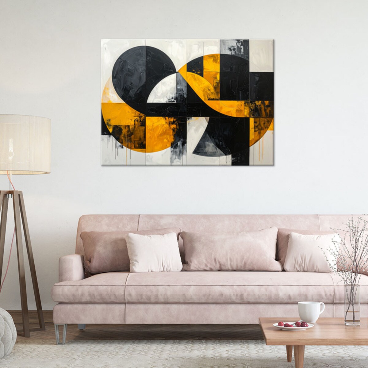 Obraz do salonu sypialni biura loftu, Geometryczna imitacja tekstury zółty czarny