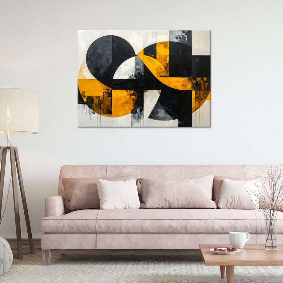 Obraz do salonu sypialni biura loftu, Geometryczna imitacja tekstury zółty czarny
