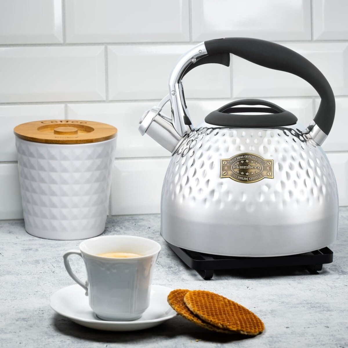 Czajnik stalowy z gwizdkiem 3.0L z grubym dnem srebrny KLAUSBERG