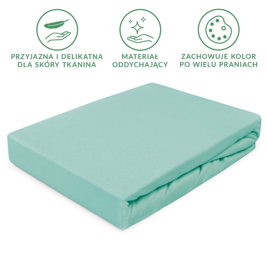 Prześcieradło jersey z gumką 90x200 kolor Jasny turkus