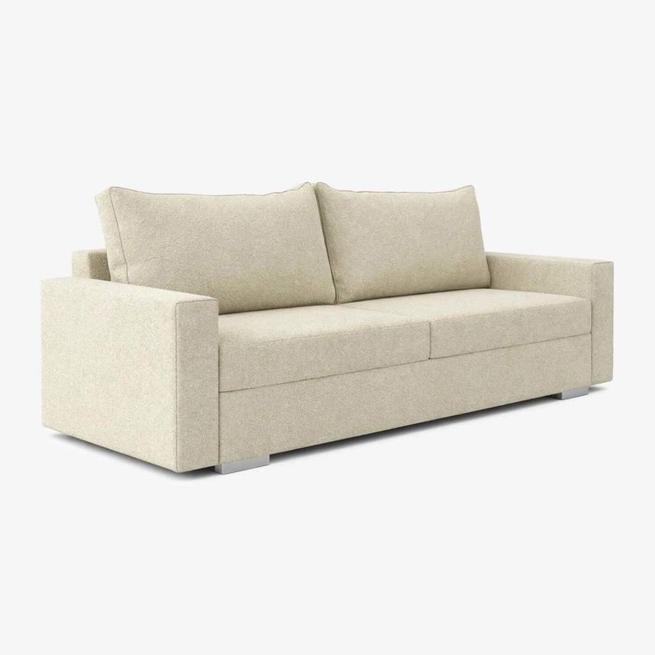 Sofa rozkładana 2-osobowa z funkcją spania do salonu kremowa DRAVOS