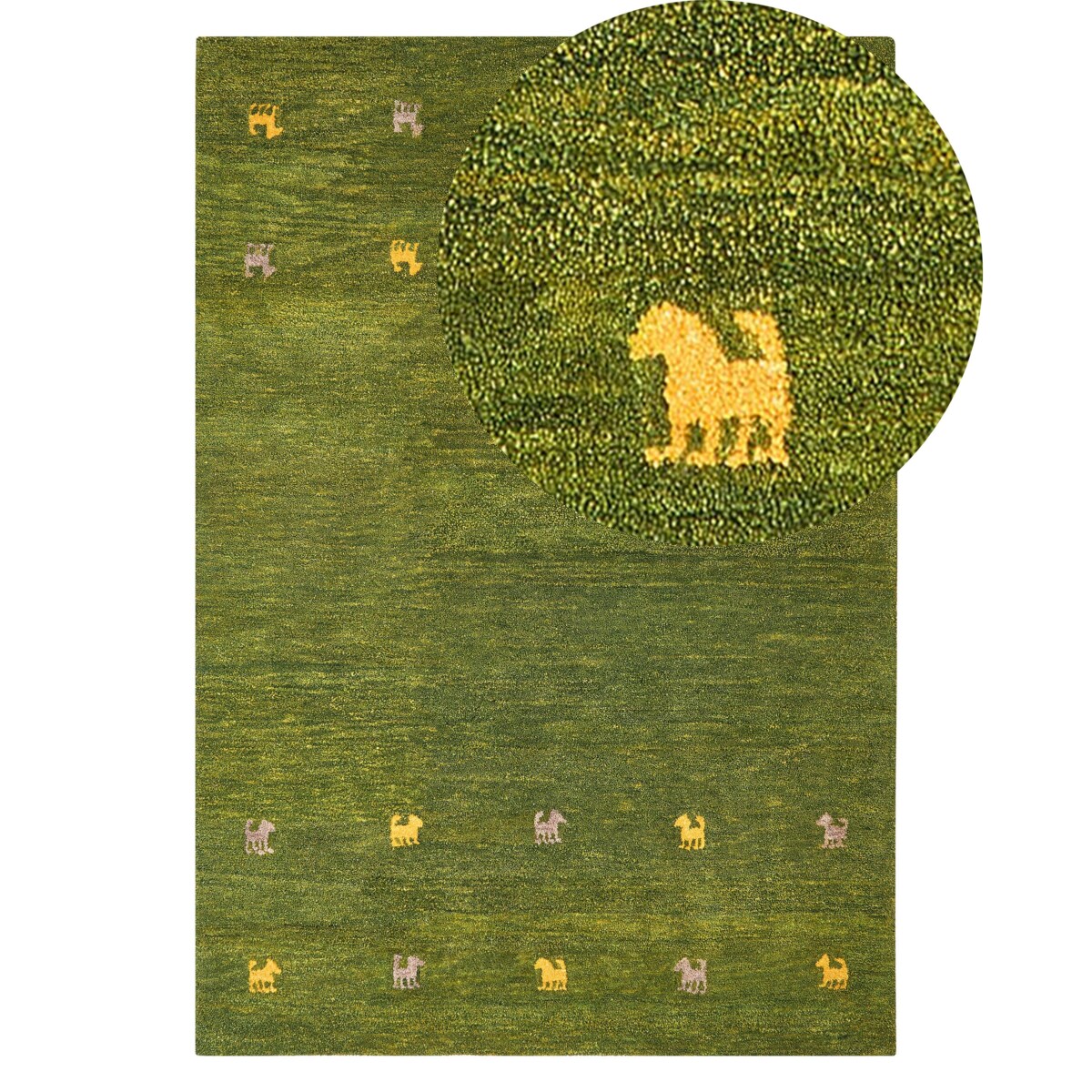 Dywan YULAFI Zielony 140 x 200 cm Wełna Gabbeh