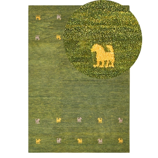 Dywan YULAFI Zielony 140 x 200 cm Wełna Gabbeh