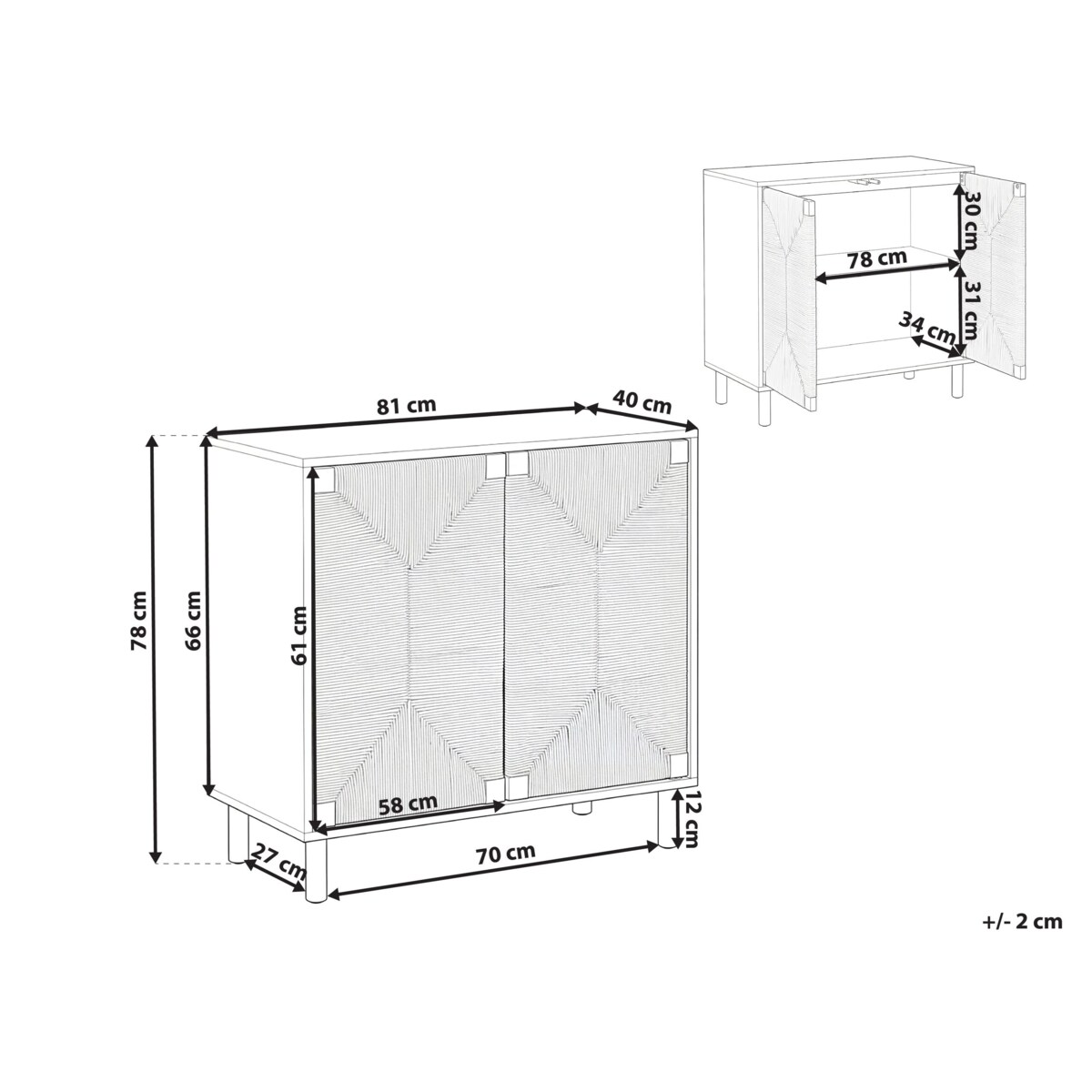 Szafka 2-drzwiowa BONDI Jasnobrązowy