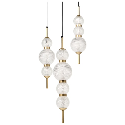 Lampa wisząca 3-punktowa ARAS LED Szkło Złoty