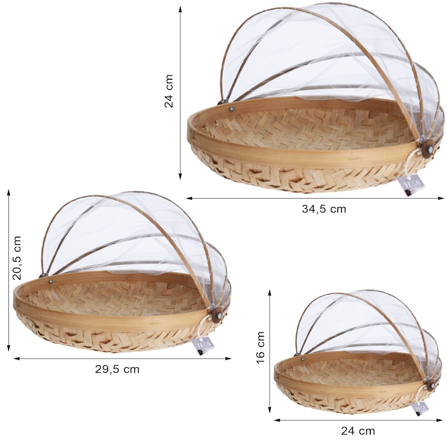 Moskitiera Na Stół Bambusowa Na Owoce Jedzenie Na Taras Ogród Zestaw 3 Szt