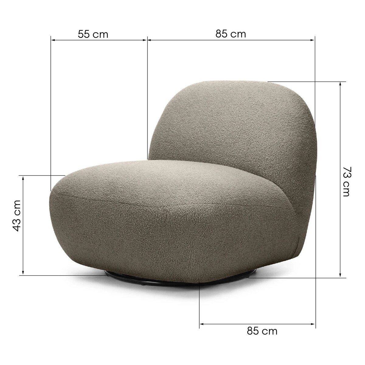 Fotel obrotowy 73x85x85 cm TENNO-3 bouclé brązowo-szary