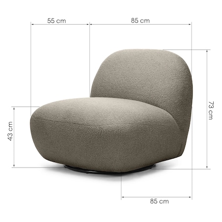 Fotel obrotowy 73x85x85 cm TENNO-3 bouclé brązowo-szary