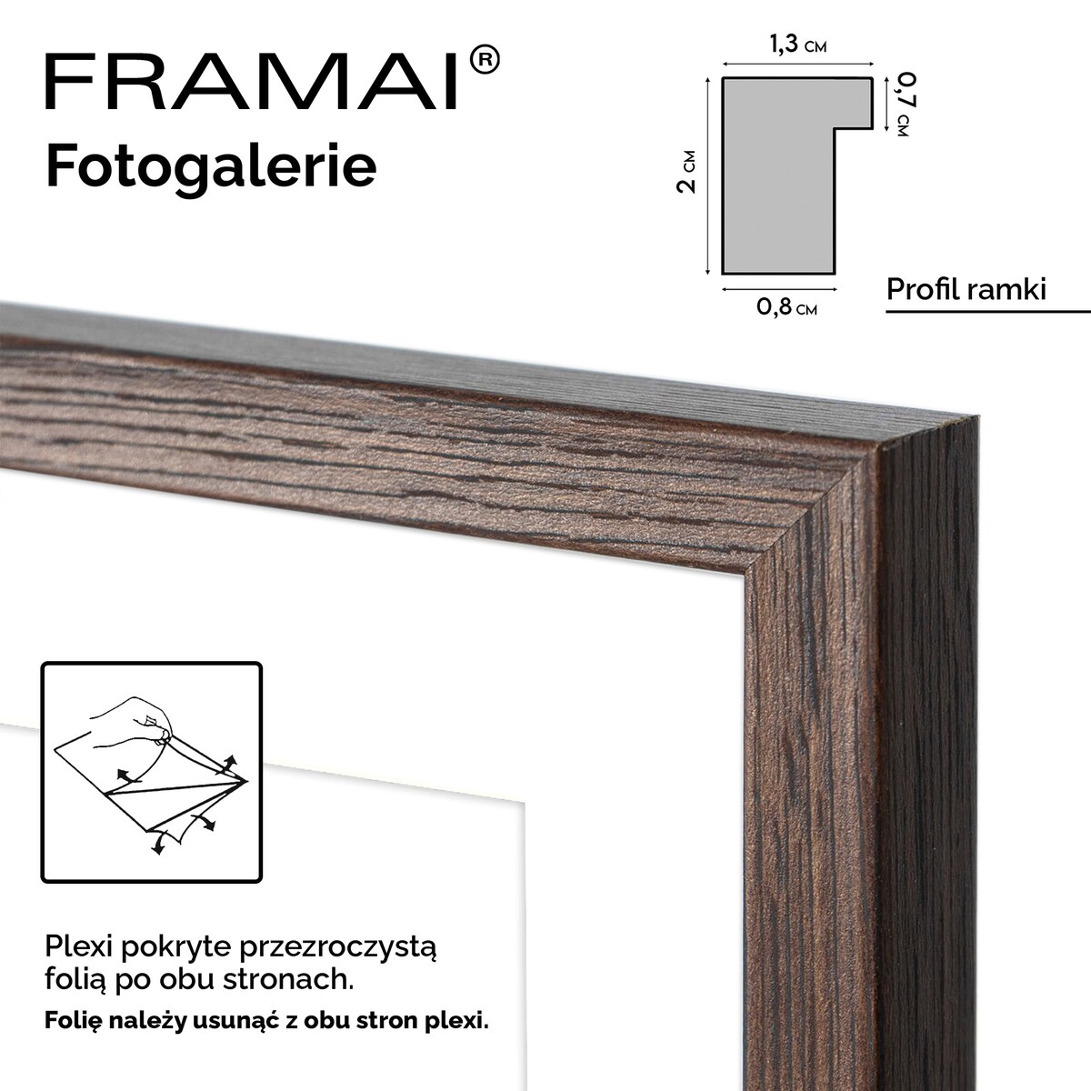 Ramka na zdjęcia 1x 10x10 10x 10x15 brązowa galeria na 11 zdjęć multirama 50x50 FRAMAI