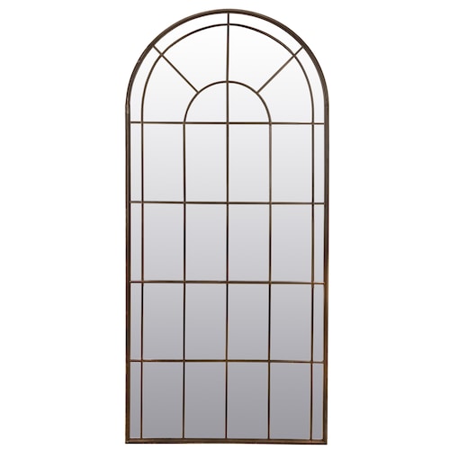 Lustro okno ze złotymi szprosami metalowe 175x80,5x2,5 cm SPECCHIO