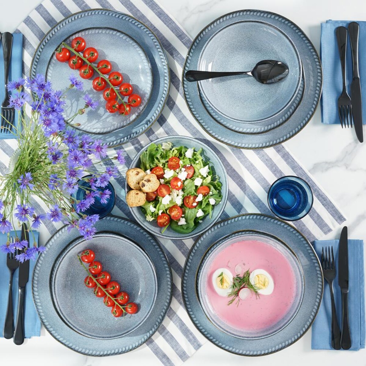 VILLA ITALIA Talerzyk deserowy śniadaniowy ceramiczny 21 cm DENIM