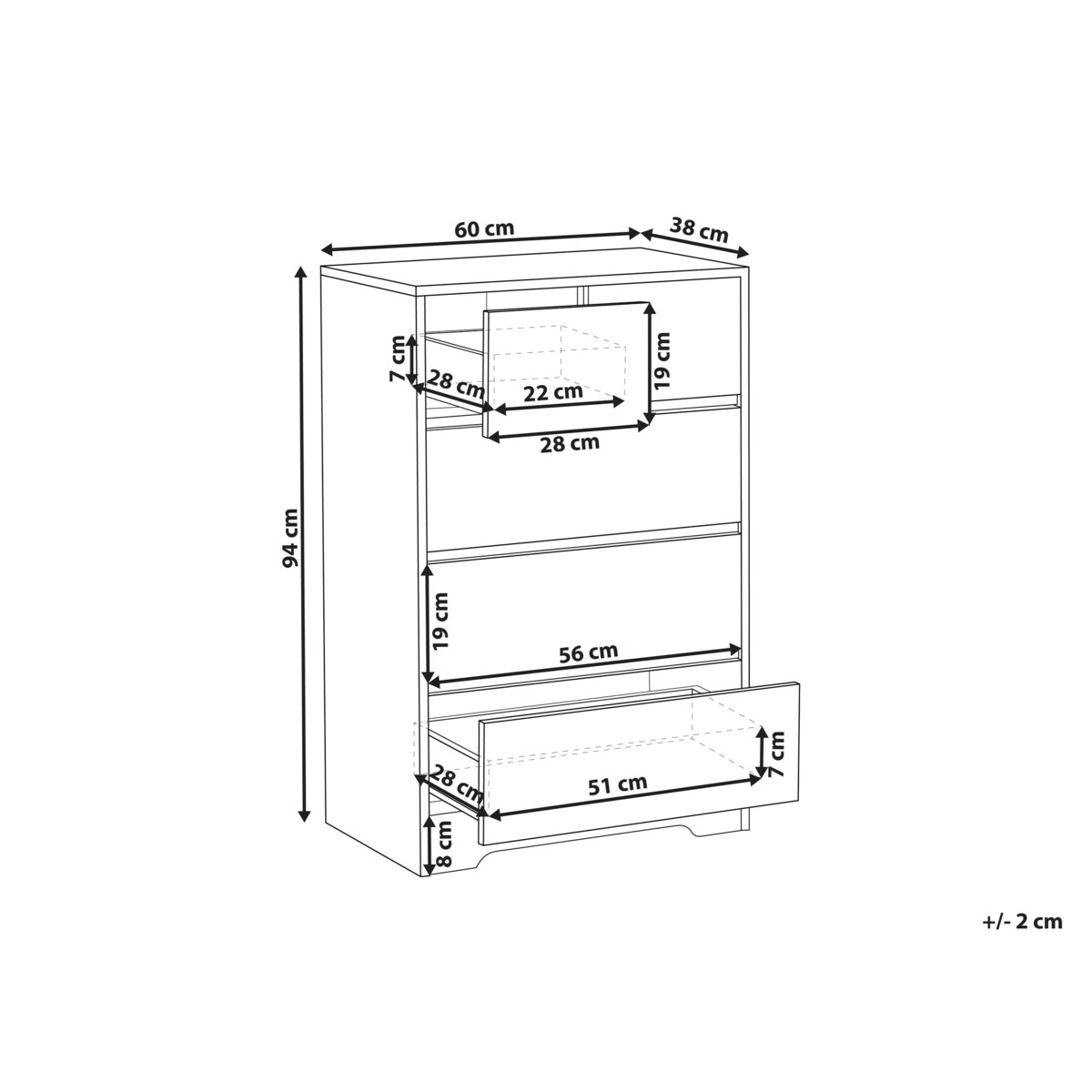 Komoda 5 szuflad ALBERTA Czarny