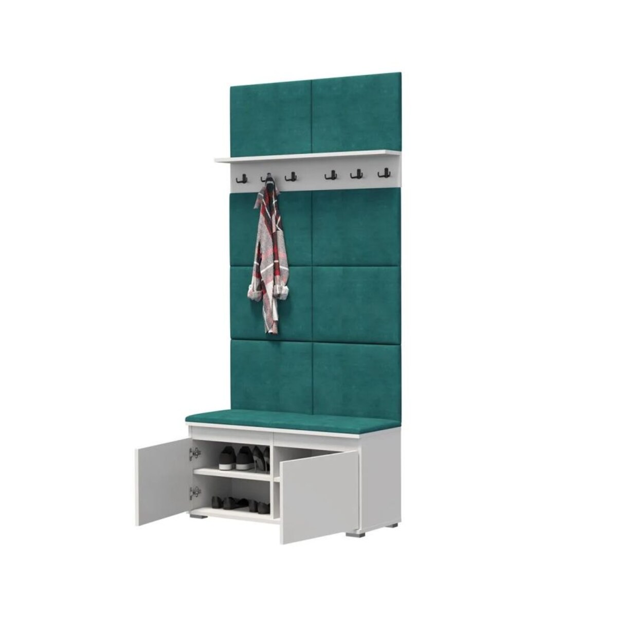 Szafka na buty z siedziskiem i wieszakiem SINGAPUR 100 biała/zielona