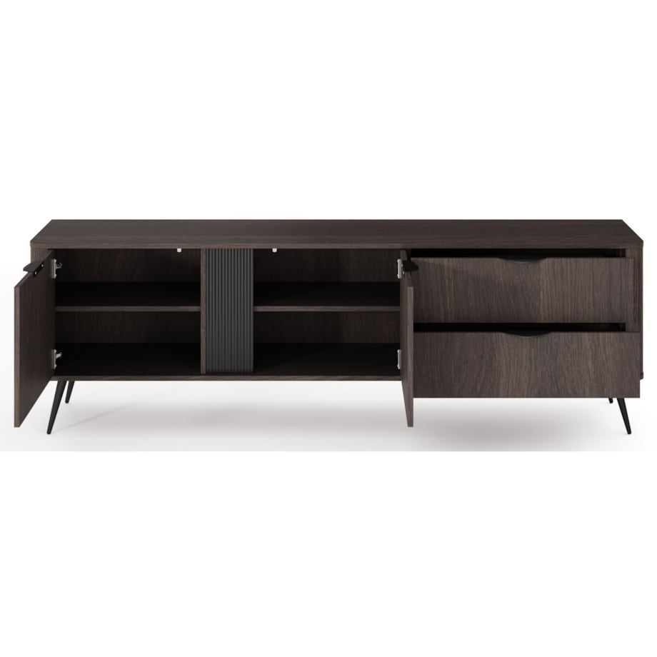 Szafka RTV 195 2D2S ERIS ryflowana na wysokich nóżkach