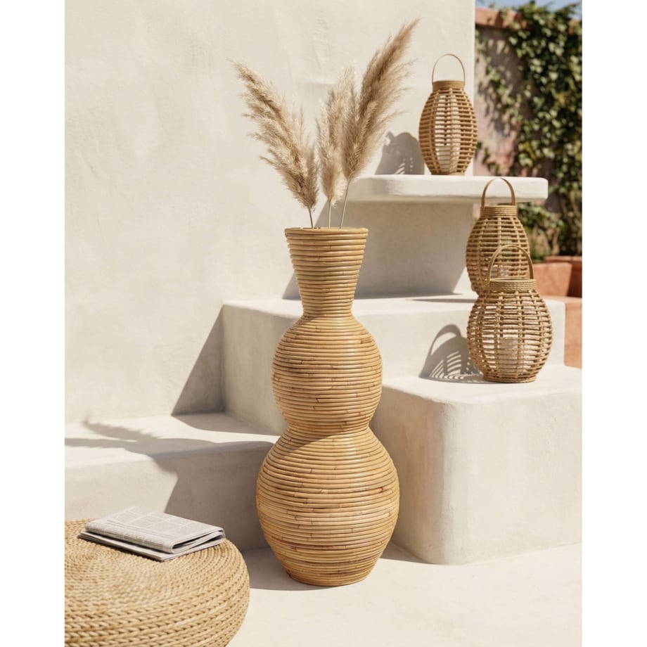 Wazon dekoracyjny SYMI Rattan 70 cm Naturalny