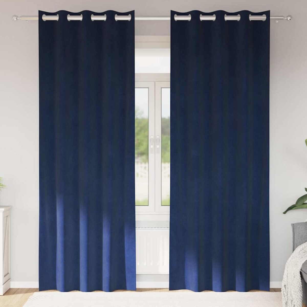 vidaXL Zasłony z zasłonami 2 pcs granatowy 140 x 225 cm Aksamit