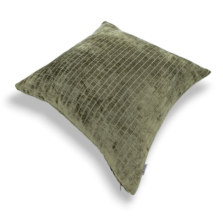 Ciemnozielona oliwkowa poduszka dekoracyjna w prążki 45x45 Lines