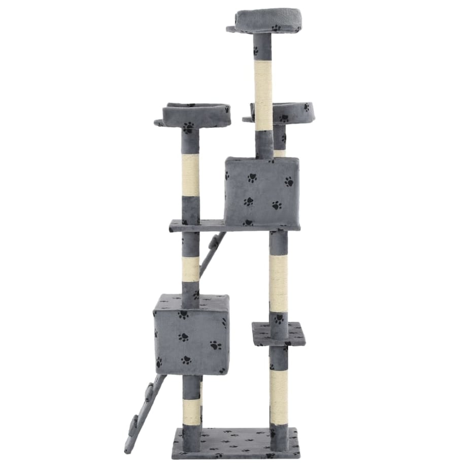 vidaXL Drapak dla kota, 170 cm, szary z nadrukiem kocich łapek