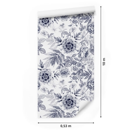 Tapeta kwiaty i liście w stylu vintage