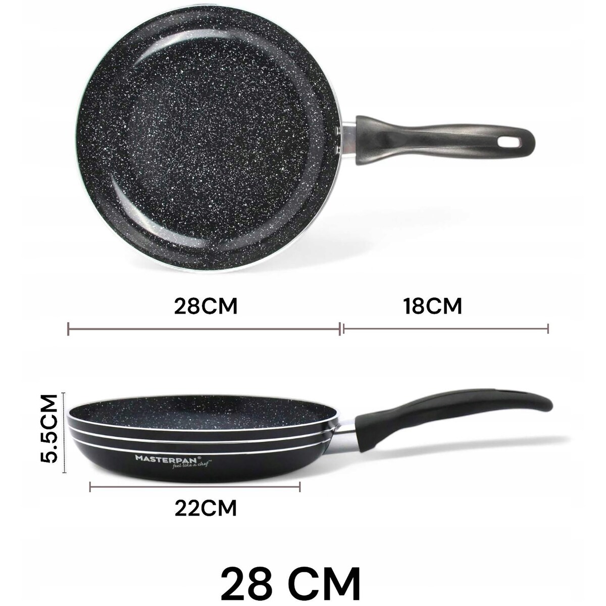 Lekka Patelnia Granitowa 28 Cm Plaster Miodu Indukcja Gaz 2.5L 5.5 Cm