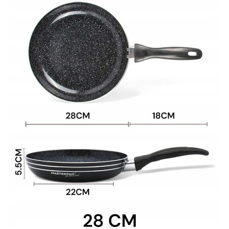 Lekka Patelnia Granitowa 28 Cm Plaster Miodu Indukcja Gaz 2.5L 5.5 Cm