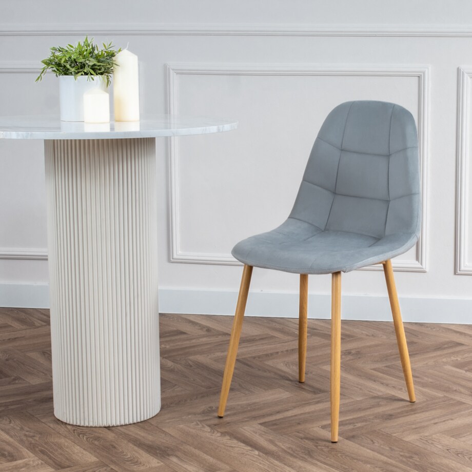 Krzesło tapicerowane do salonu jadalni welurowe pikowane nowoczesne