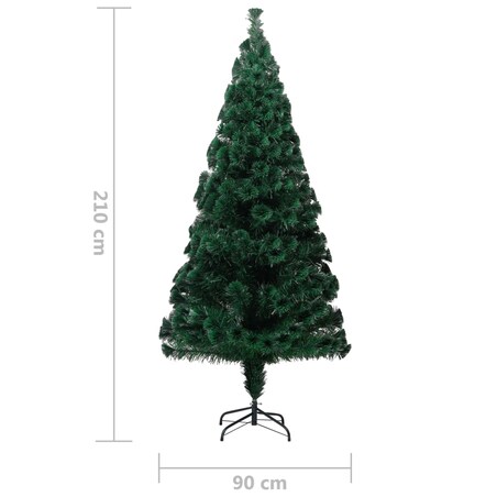 vidaXL Sztuczna choinka ze stojakiem, zielona, 210 cm, światłowód