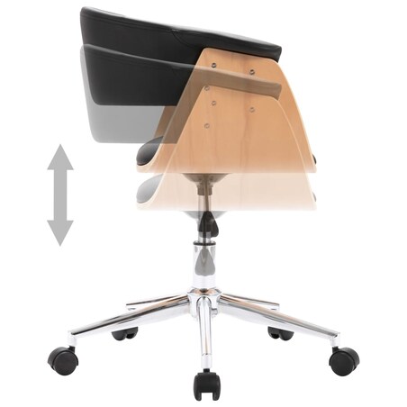 vidaXL Obrotowe krzesło stołowe, czarne, gięte drewno i sztuczna skóra