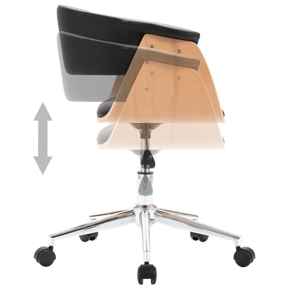 vidaXL Obrotowe krzesło stołowe, czarne, gięte drewno i sztuczna skóra