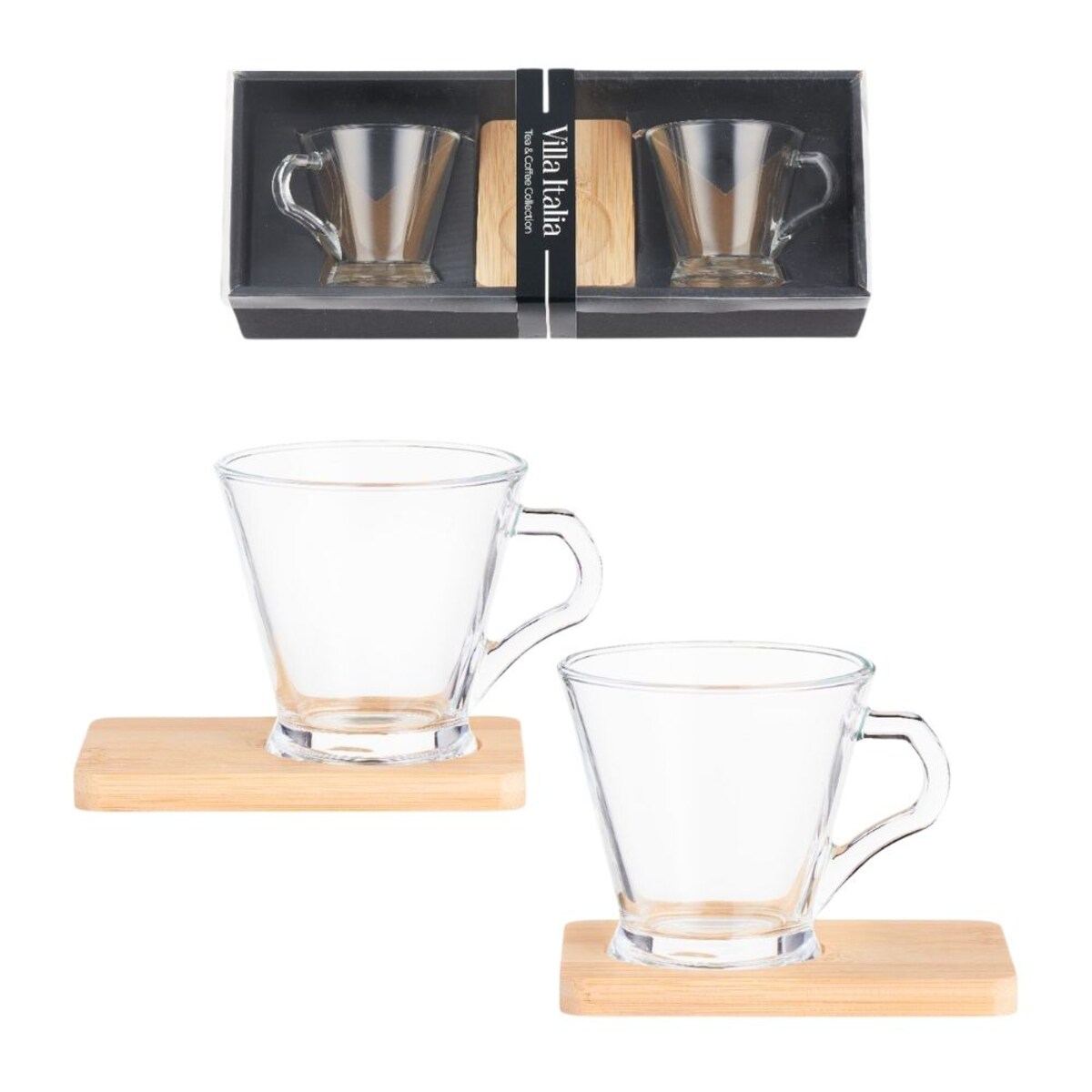 VILLA ITALIA Komplet filiżanek z podstawkami 2 sztuki Zestaw prezentowy CAMPO