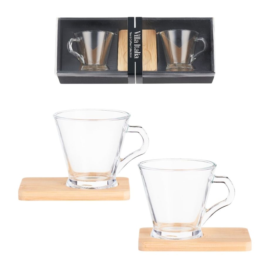 VILLA ITALIA Komplet filiżanek z podstawkami 2 sztuki Zestaw prezentowy CAMPO