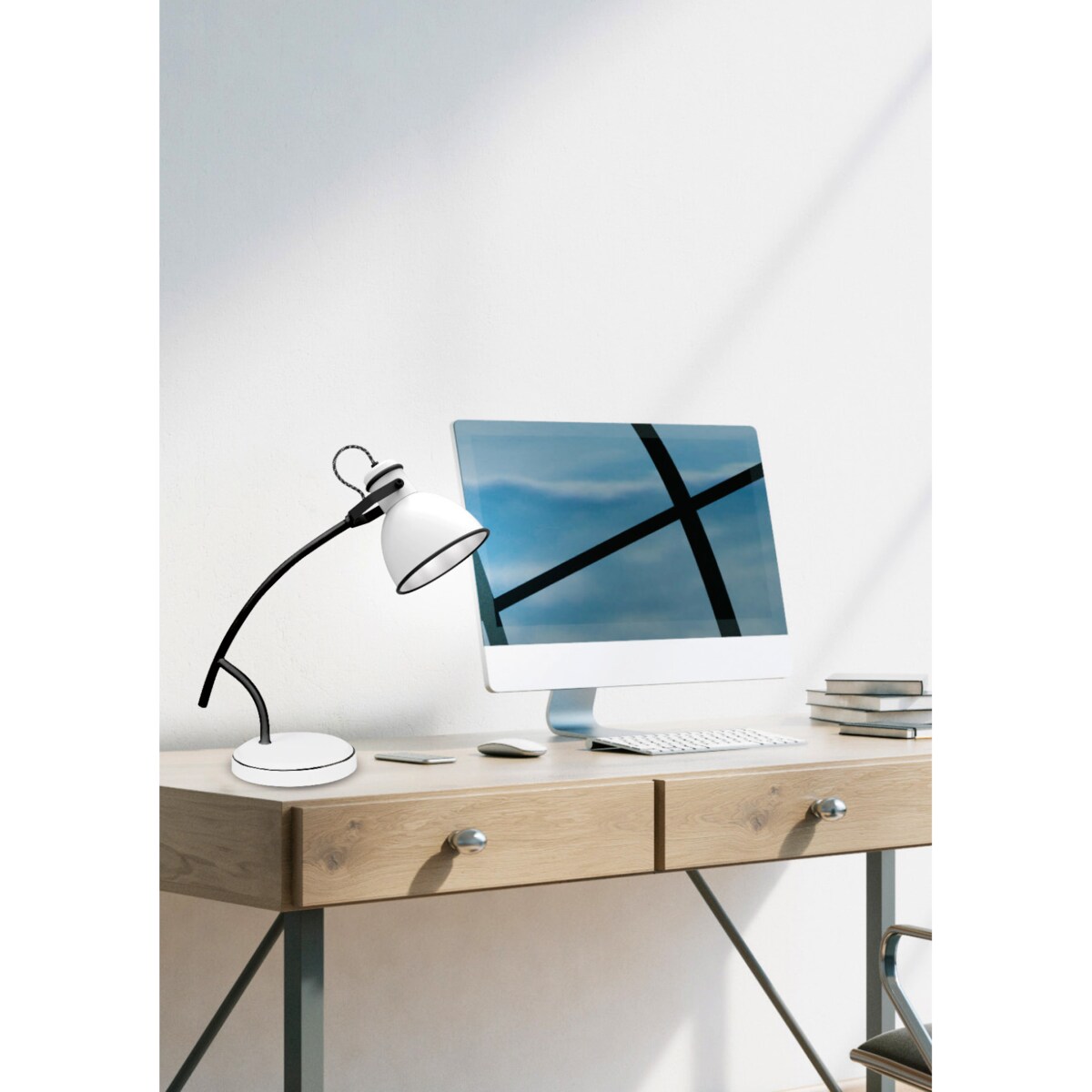 Stojąca LAMPA stołowa ZUMBA 41-72085 Candellux metalowa LAMPKA biurkowa regulowany reflektorek biały czarny