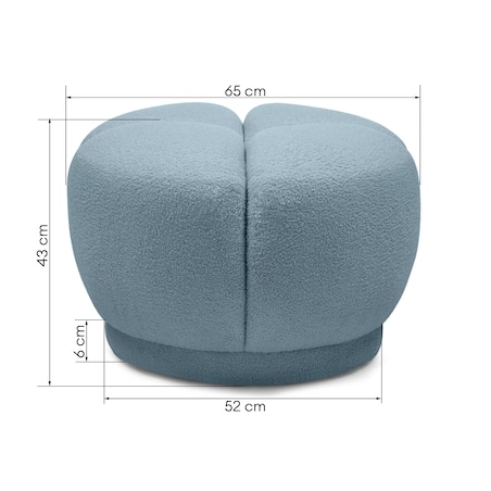 Pufa okrągła poczwórna 43x65x65 PALLASS bouclé niebieska