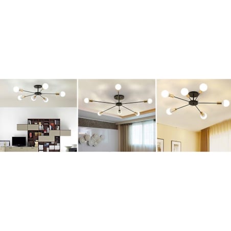 Lampa Sufitowa Żyrandol Plafon Pająk 6 Złota E27