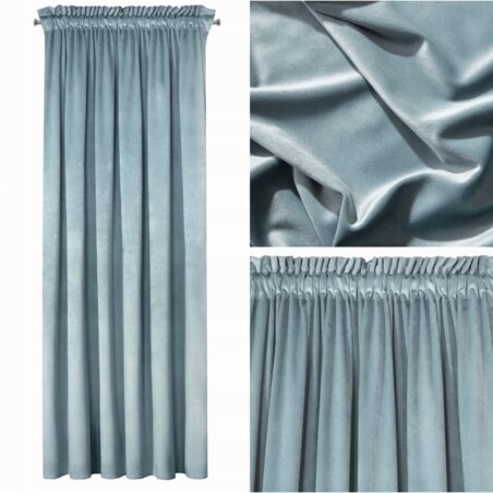 Zasłona Welurowa Velvet na Taśmie 140 x 270 morski Gotowa Zaciemniająca