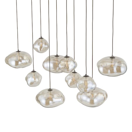 Lampa Wisząca Tk Lighting Nebia Brązowa Tytan 10Xg9 Koniakowe Klosze Nieregularne Szkło