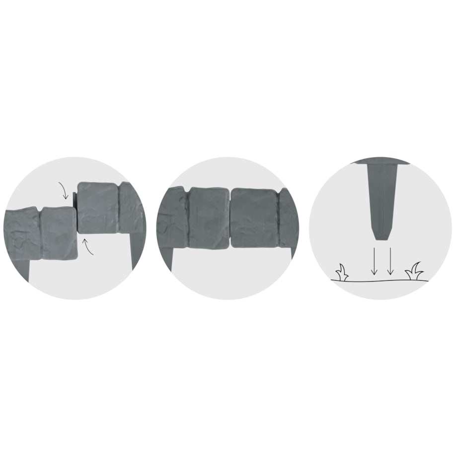 Palisada ogrodowa obrzeże ogrodowe trawnikowe szare Plonos tworzywo płotek 250 cm