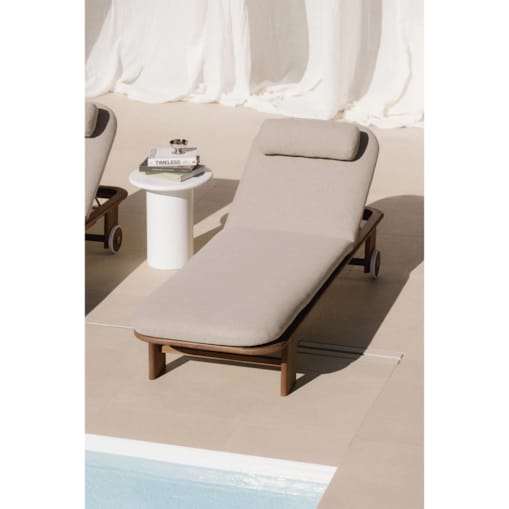 Leżak rozkładany z drewna akacjowego Uleno, ciemny