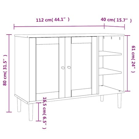 vidaXL Szafka SENJA, imitacja rattanu, czarna, 112x40x80 cm, sosnowa
