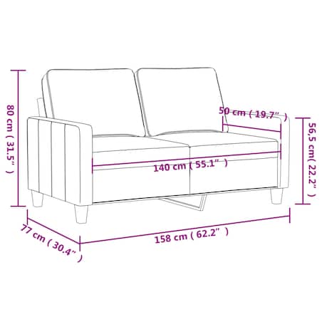 vidaXL Sofa 2-osobowa, niebieski, 140 cm, tapicerowana aksamitem