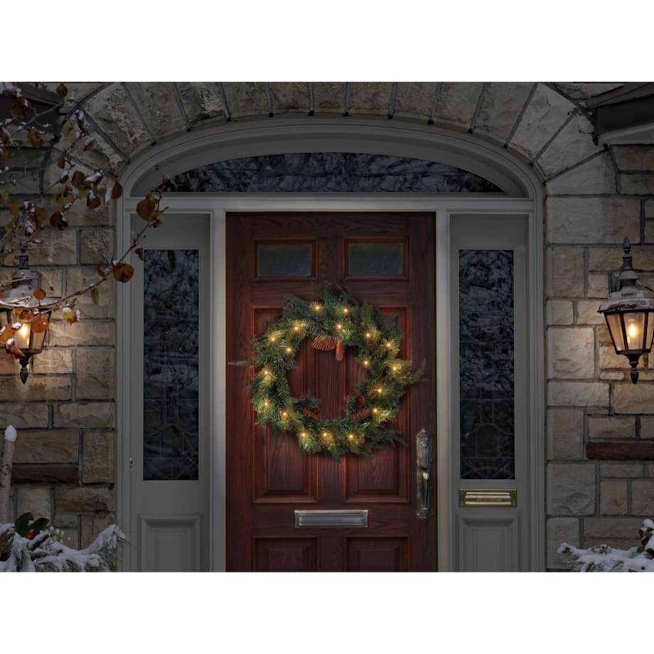 Wianek świąteczny ze światełkami 60 cm zielony KAMERUN