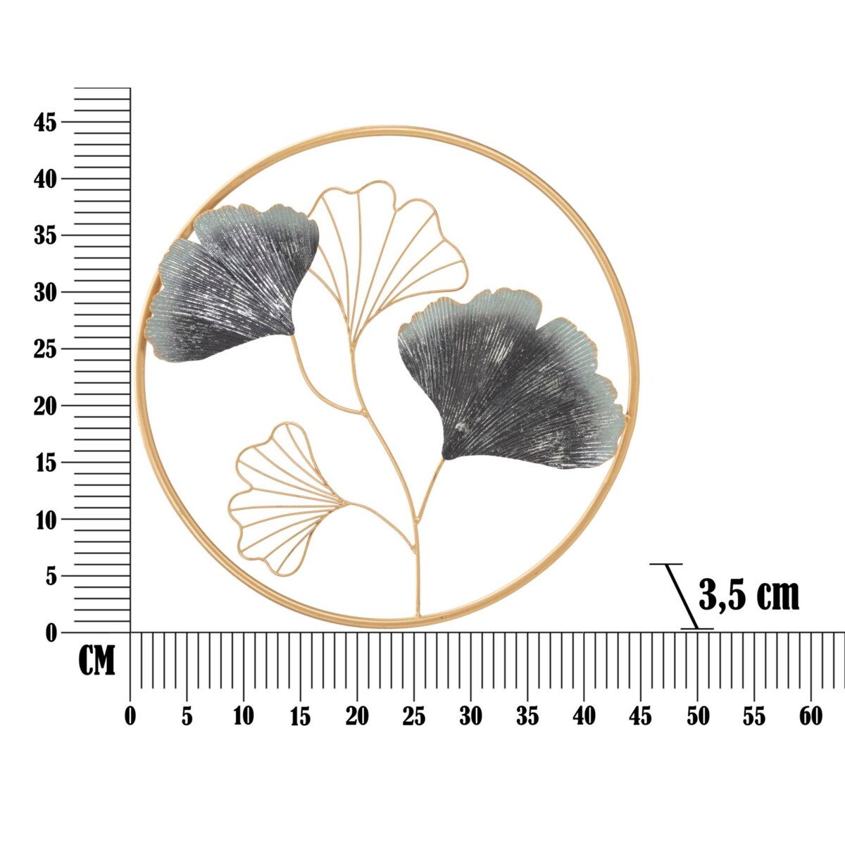 Panel ścienny metalowy FLOWER, złoty, Ø 45,5 cm