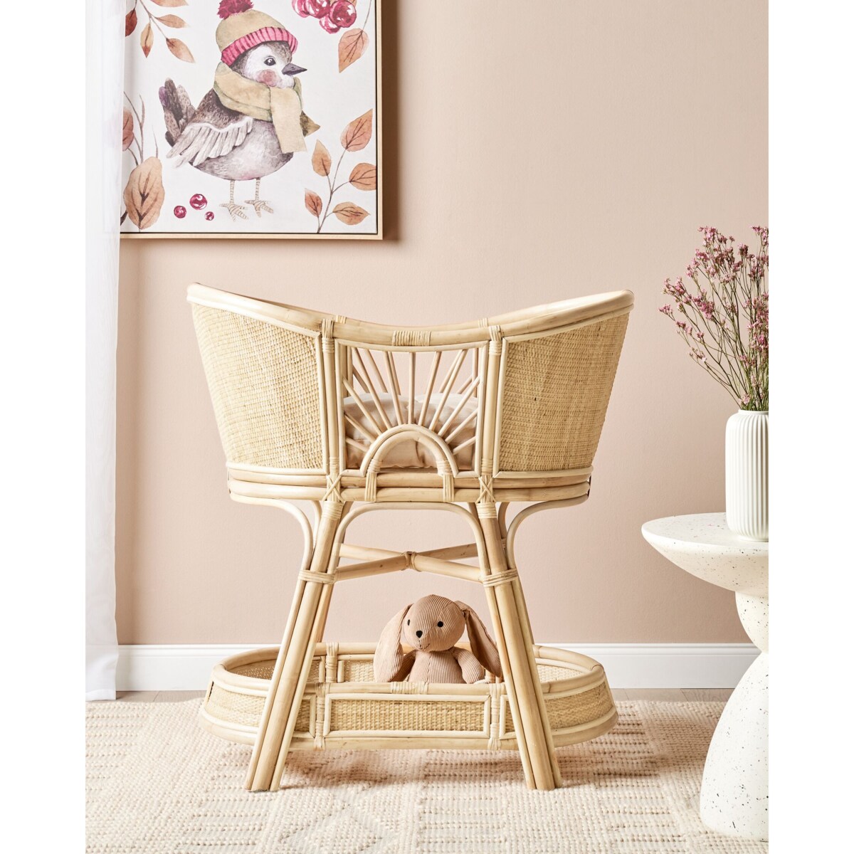 Łóżeczko dziecięce rattanowe jasne LAGRASSE