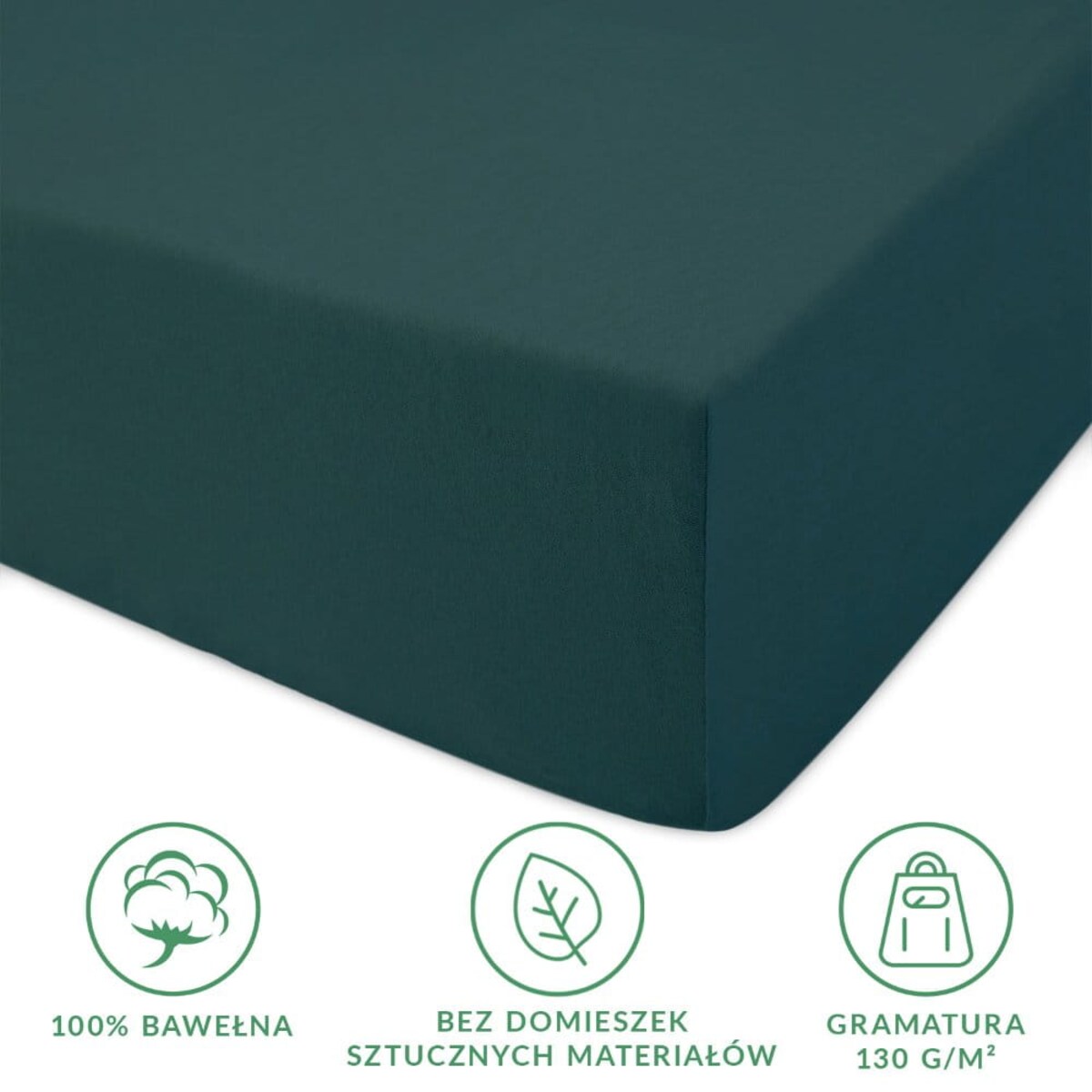 Prześcieradło jersey z gumką 120x200 kolor Zieleń Butelkowa