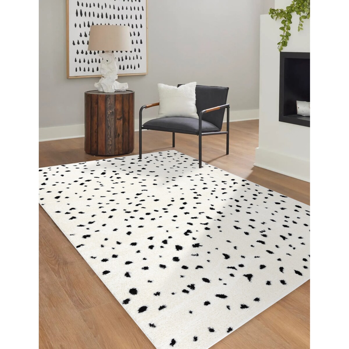 Dywan MODE 8508 kropki krem / czarny 160x220 cm