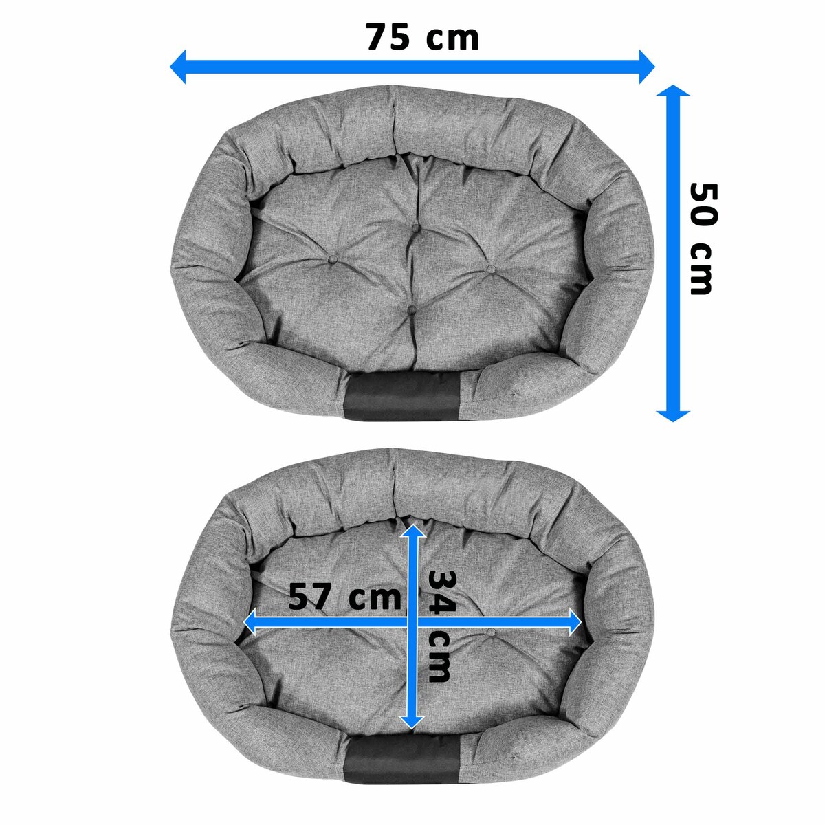 Legowisko Dla Psa 75X50 Cm Z Miejscem Na Imię Wodoodporne Owalne Wygodne Czarne